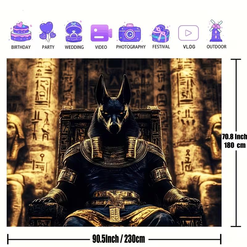 2D Ancient Egyptian God Anubis Background Cloth for Party and Photography 47.2x31.5inch/120*80cm