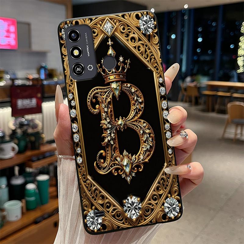 

Phone Case For ZTE Blade A53/A53+/Optus X Delight 2/A53 Pro Soft Black Silicone Cover Initial Letters Fashion Protective Casing ZTE Blade A53