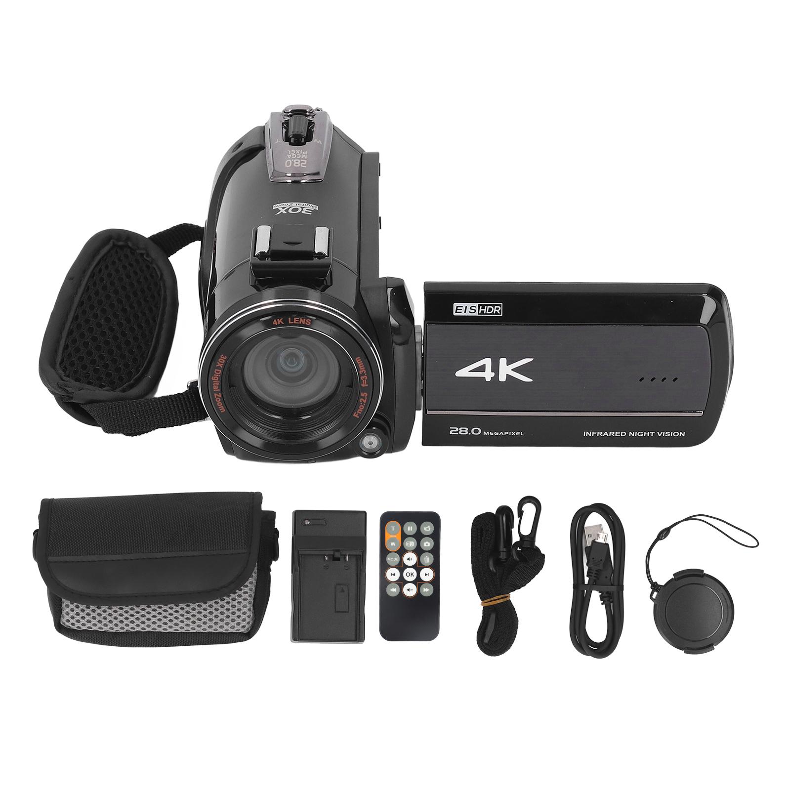 

4K Video Camera Digital Camera Recorder 28MP 3.0 Inch Touch Screen 270 Degree Rotation 30X Smart