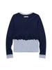 Eogeulliswedou Layered Frill Cardigan T-Shirt (Navy)