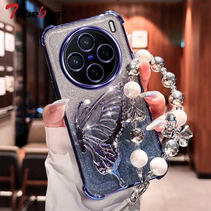 

Shockproof Plating Glitter Butterfly Bracelet Case for Vivo X300 X200 mini X200S X100 X100S Pro Ultra Silicone Cover vivo X300 Pro