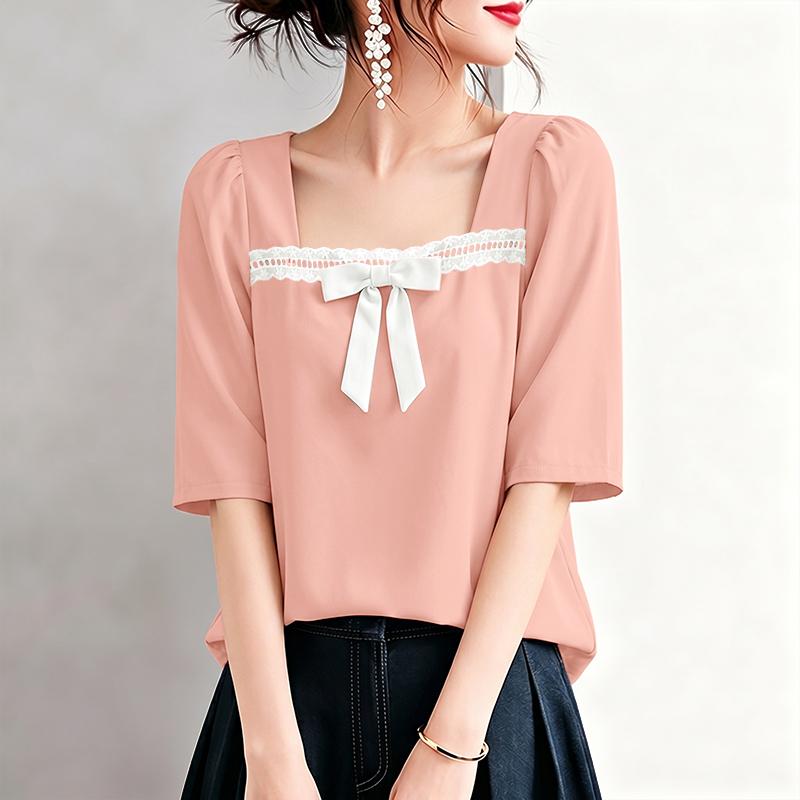 ZANZEA Women Elegant Square Collar Summer Casual Short Sleeve Blouse