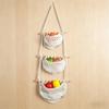 3 Pack 3 Tier INS Macrame Hanging Baskets Handmade Woven Wall Bag Kitchen Wall Mount Fruit Storage Household Food Organizer Rack