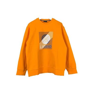 Loose Breathable Round Neck Pullover Casual Straight Leg Sports Long Sleeve Regular T-Shirt Men Tops Orange AWDR041-3