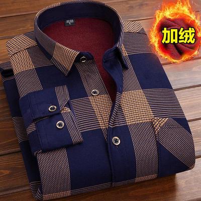 Herbst und Winter Herren Langarm Fleecehemd Thermoshirt Karierte Jacke Kleidung Herrenbekleidung Streetwear Herren Hemden