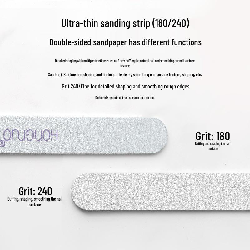50 Ultra-Thin Nail Wood Sticks: Fine Grit 180/240 Polishing Files for Natural Nail Shaping