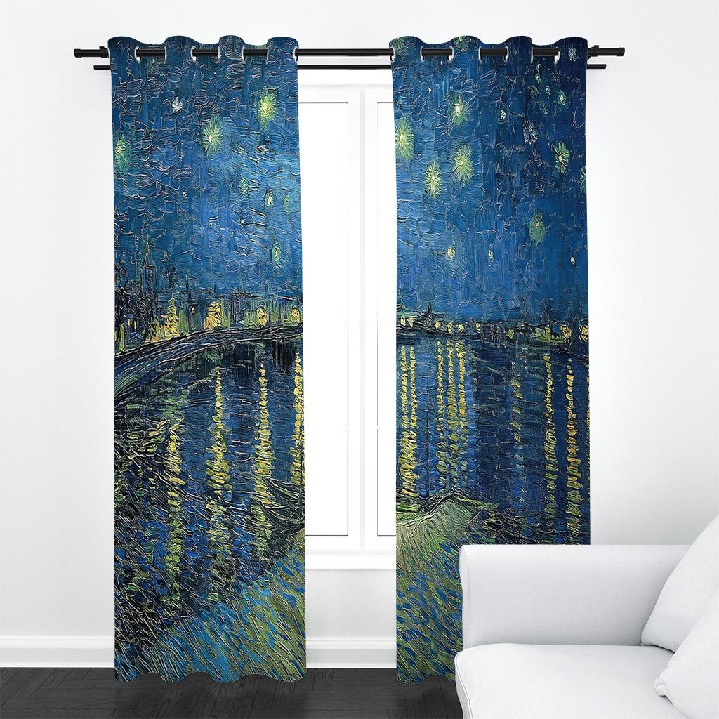 

Nordic Series Oil Painting 3D Pattern Print Sunshade Curtain Living Space Bedroom Space Balcony Area Home Decorative Piece Curtain 100W130H(CM)40x51in&Hook