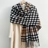 Stylish Checkered Thick Faux Cashmere Scarf For Winter Warmth