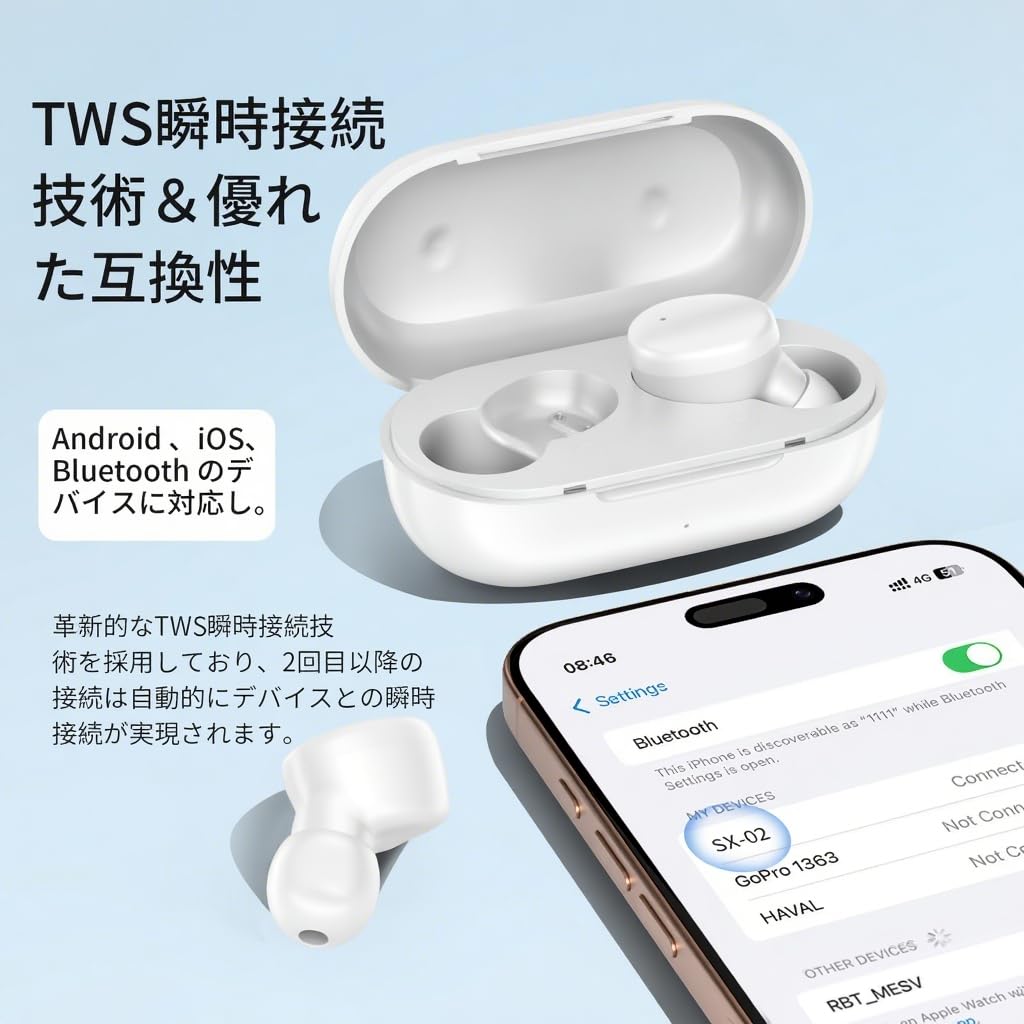 Bluetooth Earphones, Wireless Earbuds with Volume Control [2025EDR + Bluetooth 5.4] Compatible with iPhoneAndroidiPad, Instant Connection, Smart ENC