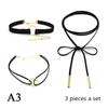 3 Pcs /set  Necklace Black Lace Leather Velvet Strip Woman Collar Jewelry Neck Accessories Colar Kol