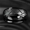 Modern 8mm Black Titanium steel Rings for Men Women Groove Multi-Faceted Stainless Steel Men Ring Wedding Band Jewelry