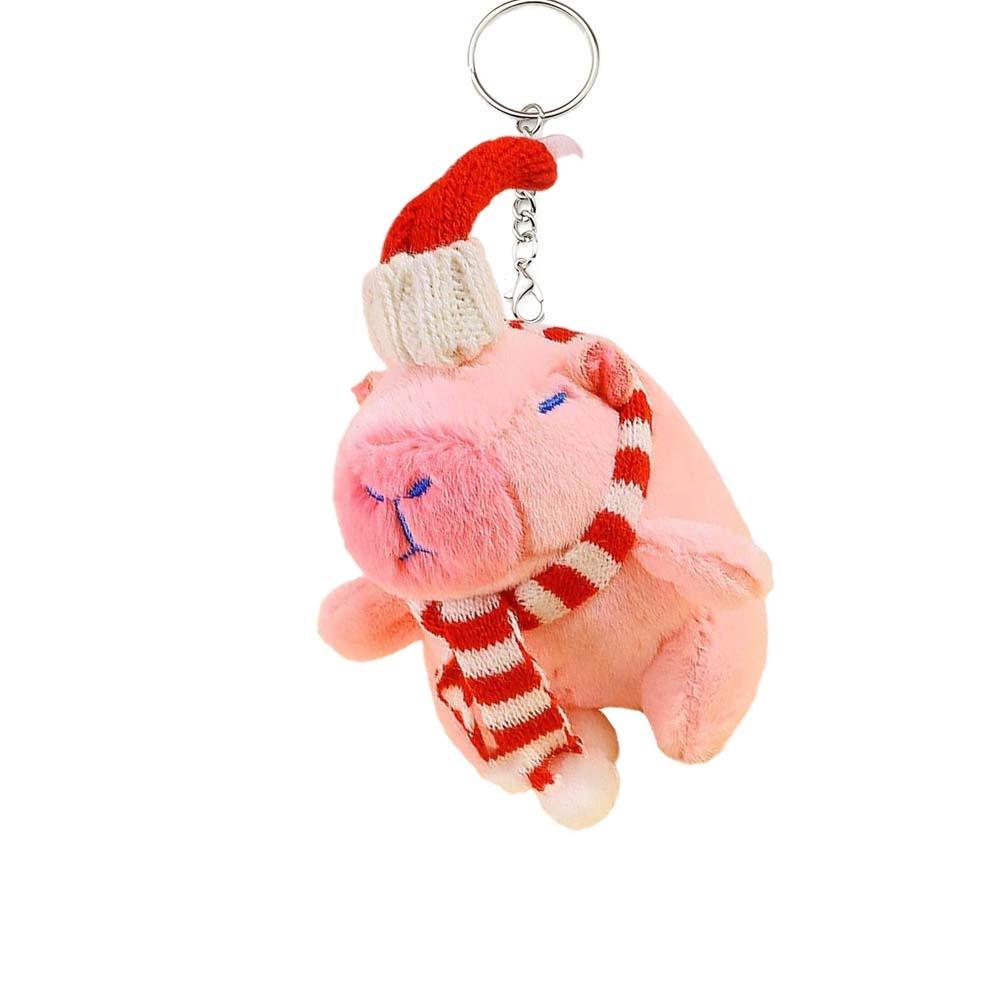 Cross Dressing Scarf Capybara Keychain PP Cotton Plush Animal Key Ring  Ornaments