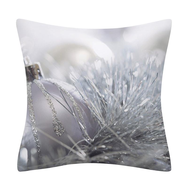 Snow Christmas Pillowcase Blue and White Printed Cushion Cover Snowflake  Tree Throw