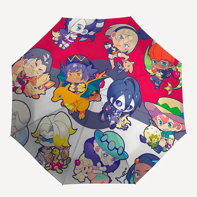 1pc Outdoor Umbrella with Pokémon Characters - Automatic Opening/Closing, Portable 3-Fold Design, 8-Rib Iron Frame - Perfect Gift for Fans, Trave
