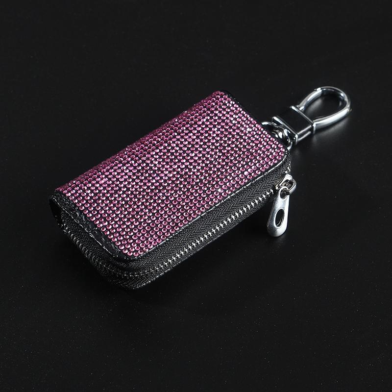 

Новый чехол для автомобильного ключа, держатель для автомобиля, чехол для пульта дистанционного управления, брелок для ключей, кошельки с бриллиантами, аксессуары для салона автомобиля для женщин, оптовая продажа розовый