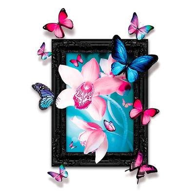 [Q2011] - Nálepka trompe l'oeil 'Envol Papillons' ružová modrá - 50x70 cm