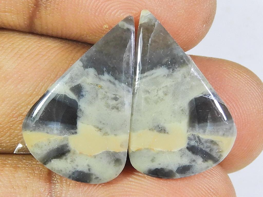 Natural Puff Jasper Matched Pair Pear Cabochon Loose Gemstone 15X23X03 MM SK-275