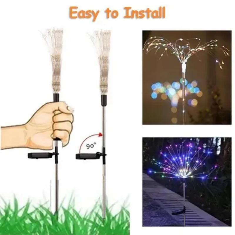 2PCS Led Solar Firework Lights Outdoor DIY String Lights Festival Landscape Garden Decoration Waterproof Lawn Light 1 / 2 PCS
