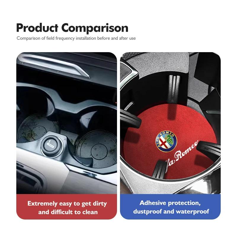 Autoaufkleber Für Alfa Romeo Für Alfa Romeo 2 STÜCK Auto Logo Anti-Rutsch Becherhalter Matte Getränkehalter Matte Innenzubehör Giulietta