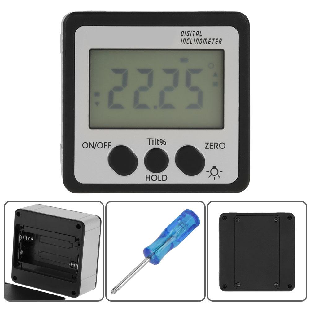 Digital Magnetic Inclinometer Angle Gauge Meter Protractor 4 X 90 Degrees  (Silver)