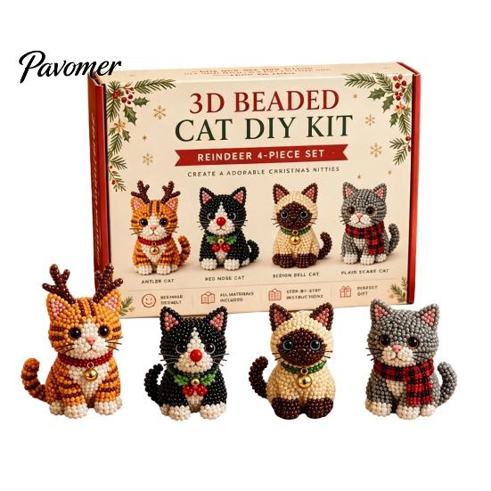 Creative Diy Arts And Crafts 3D Beaded DIY Kit, Lifelike Christmas Animal Beading Craft Set, Easy Kit for Beginners Handmade Embroidery Kids