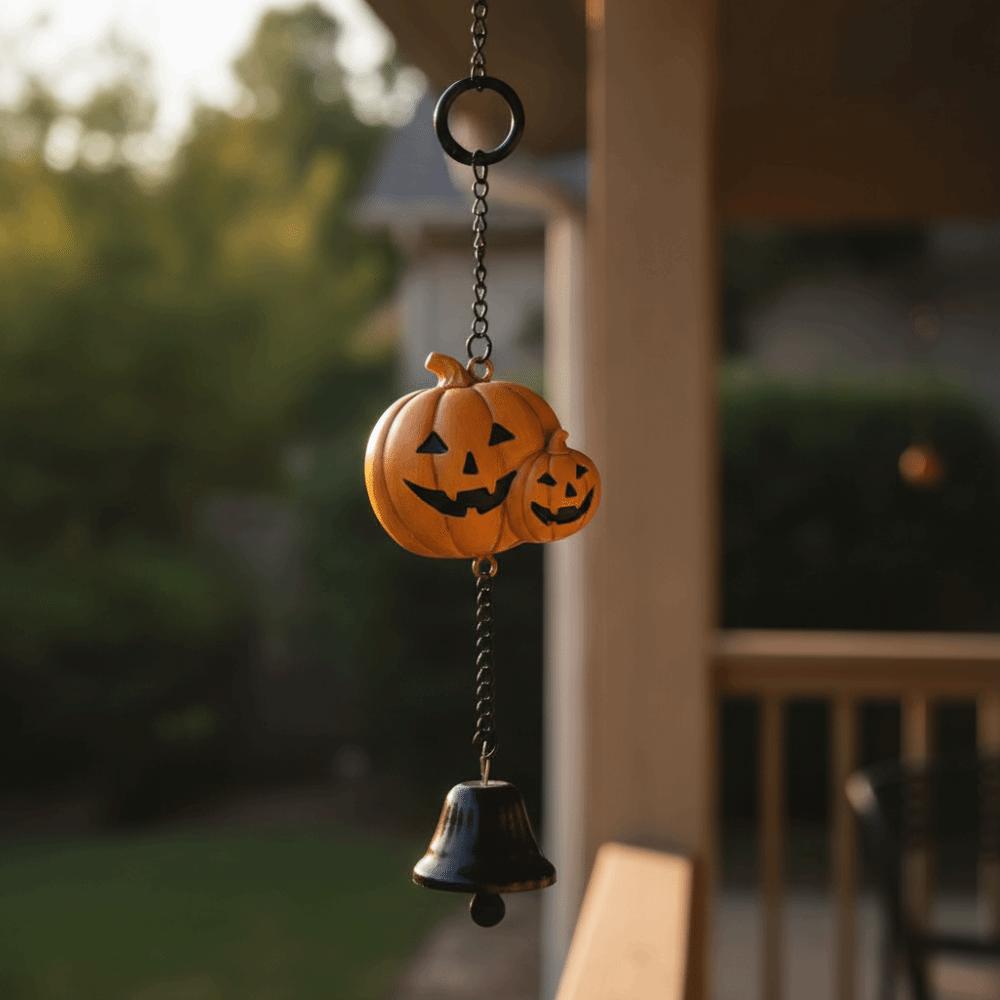 Hand Painted Spooky Hanging Bell Weather Resistant Resin Craft Ornament Homeowners