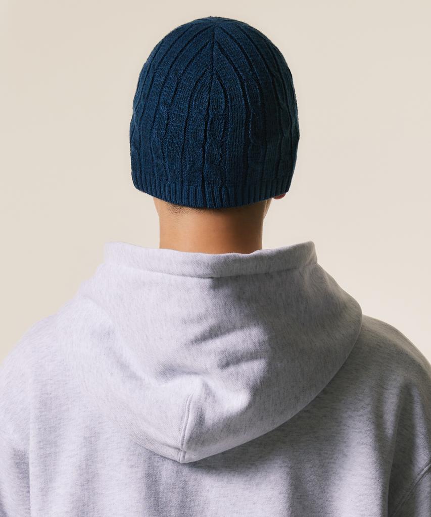 LMC Emb Bear Cable Knit Beanie Navy