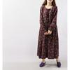 Spring Women's Cotton and Linen Floral Long Sleeved Dress
