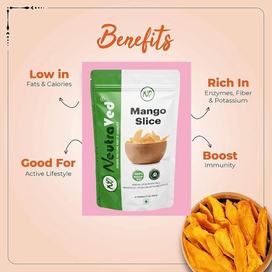 NeutraVed Dehydrated Mango Slices, 150g |100% All Natural Dried, Vegan, Gluten Free, No Artificial Preservatives, Without Adding Sugar ; 150g