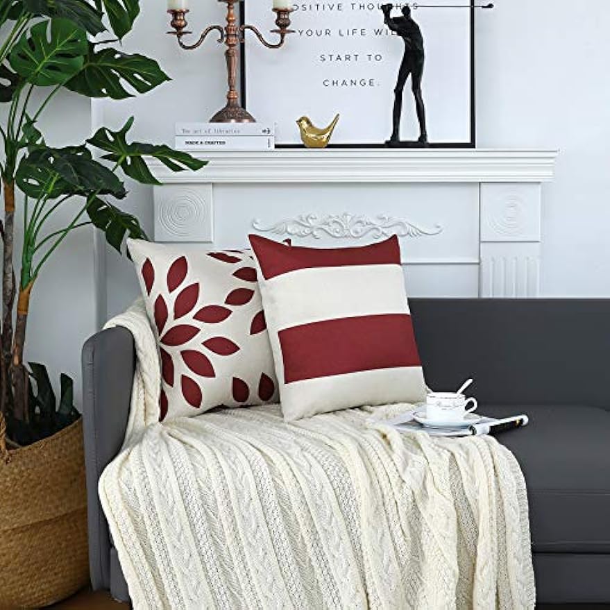 Rote geometrische moderne dekorative Kissenhülle für Kissen Wohnzimmer Sofakissenbezug 45x45 cm Kissenbezug Heimdekoration