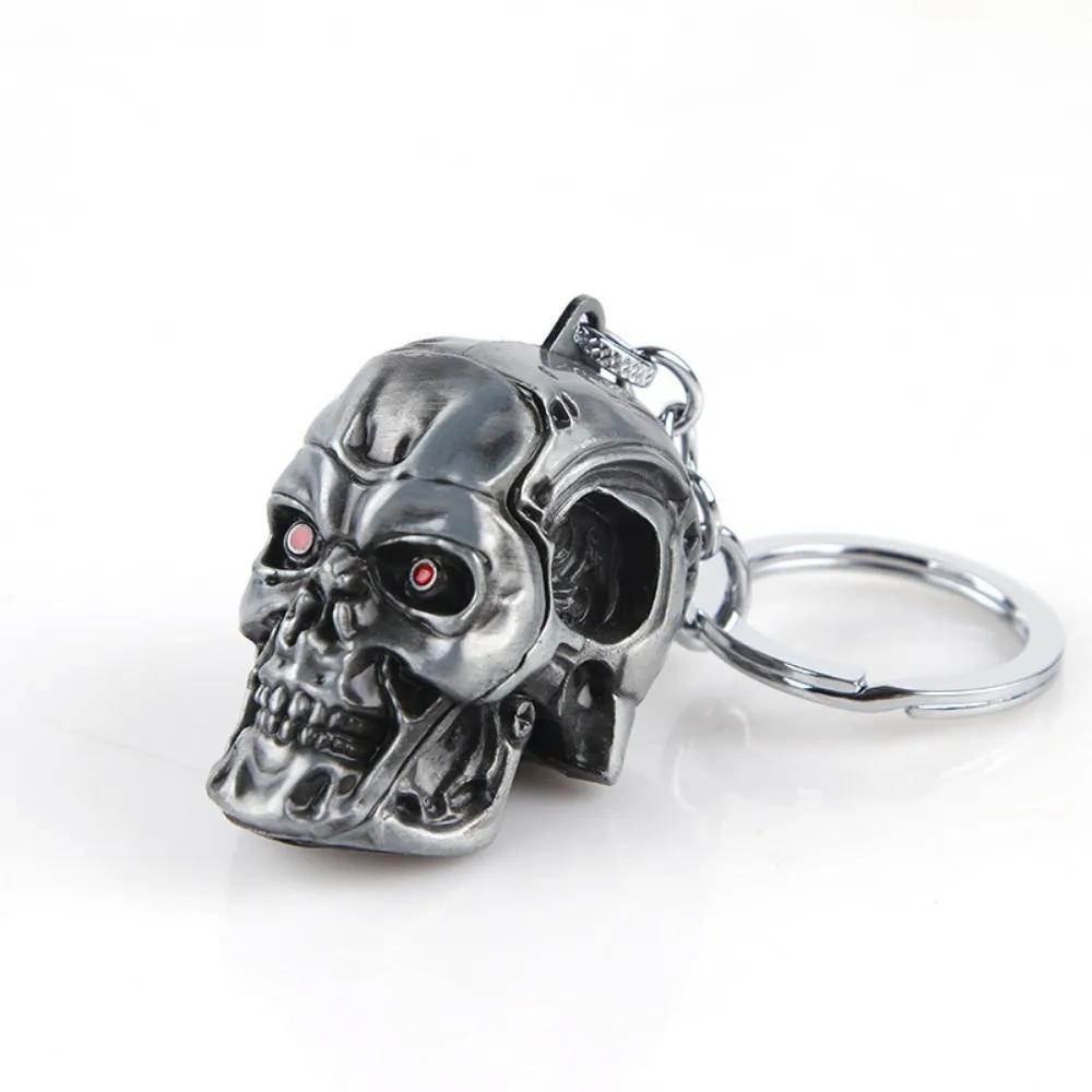 Creative Fashion Movie Merchandise Metal Skull Terminator Keychain for Men Punk Style Hip Hop Rock Key Rings Model Accessory