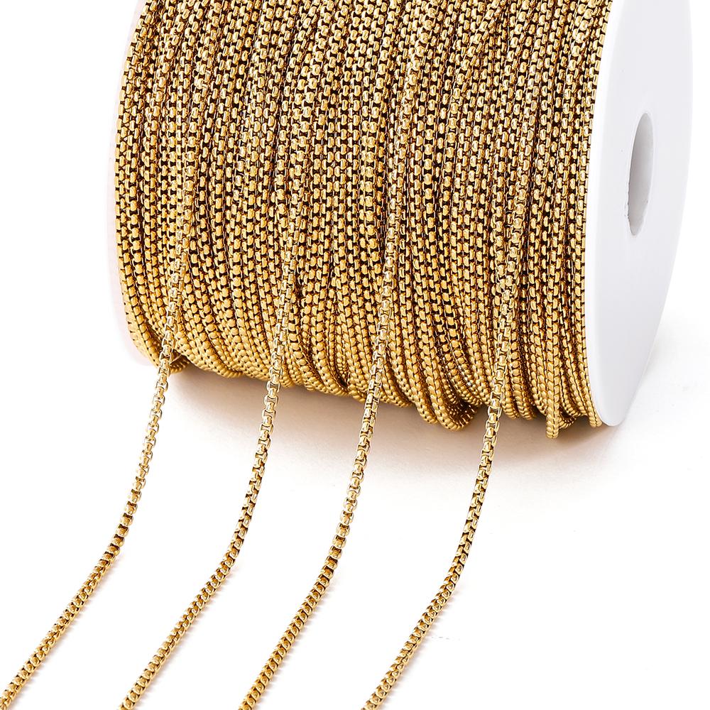 2Meters 2/2.5mm Stainless Steel Square Beads Link Chains for DIY Necklace Bracelet Anklet Jewelry Making Accessories Supplies