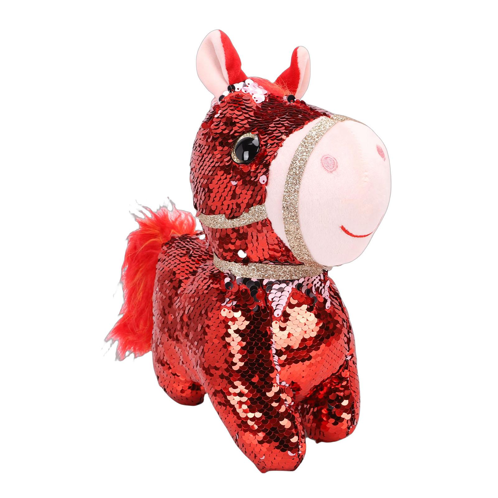 

Sequin Horse Plush Toy Shiny Sparkling Glitter Soft Stuffed Animal Horse Doll Home Decoration Type 1