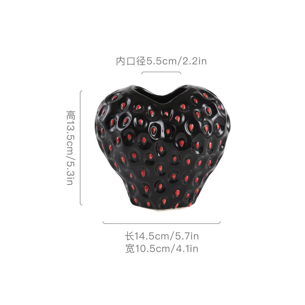 

Creative Three-dimensional Strawberry Ceramic Vase Art Simulation Strawberry Flower Potted Plant Modern Indoor Hydroponic Vase