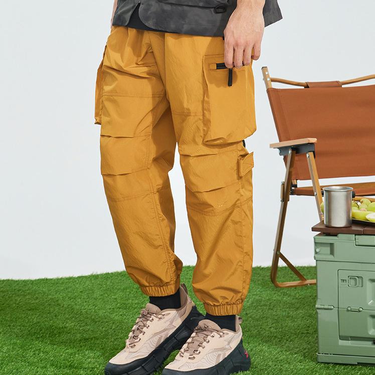 Reebok Solid Color Retro Sports Pocket Woven Casual Pants Men bottoms Brown 23RCS619MGBR