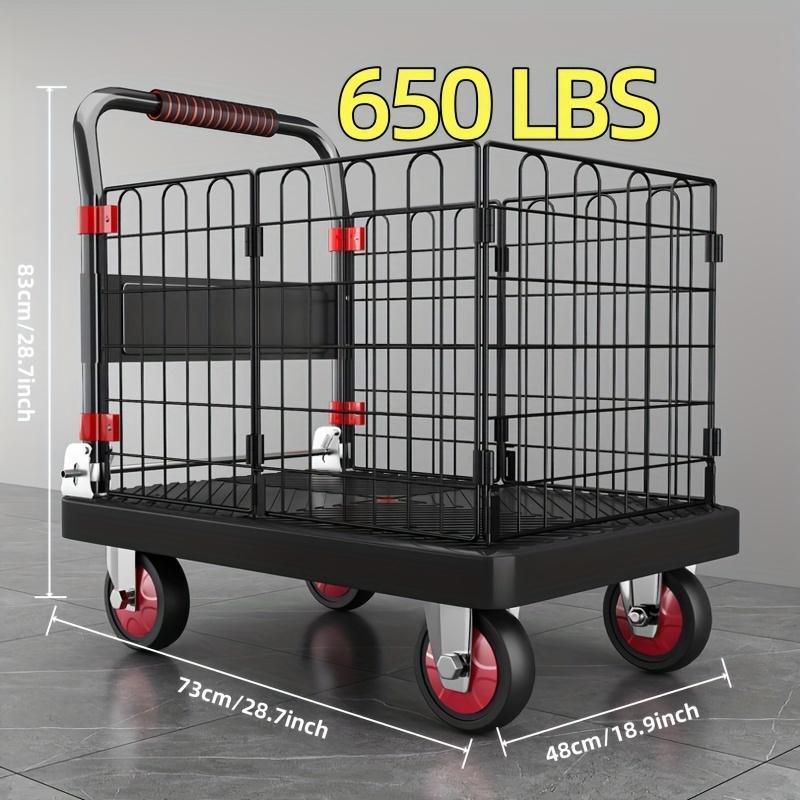 Caged Platform Trolley, Bearing Folding Transporter, Thickened and Durable Hand Truck, Foldable  Warehouse Item Handling