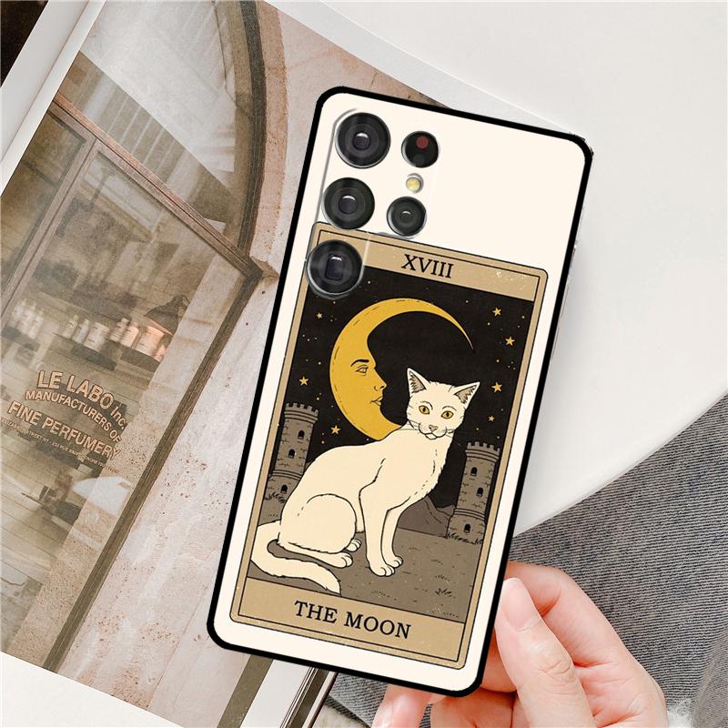 Tarot Card Cute Art Cats Phone Case For Samsung Galaxy S24 Ultra S9 S10 S20 S22 S21 Plus S23 FE S25 Ultra Full Cover