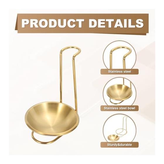 uxcell Spoon Rest Holder, Stainless Steel Upright Ladle Rack Set with Round Stainless Steel Bowl, Portable Upright Spoon Rest for Home Kitchen