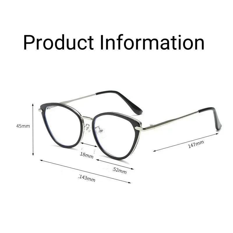 Luxury Cat Eye Myopia Glasses for Women Pchromic Nearsighted Eyewear Minus Blue Light Blocking Computer Eyeglasses 0 To -4.0