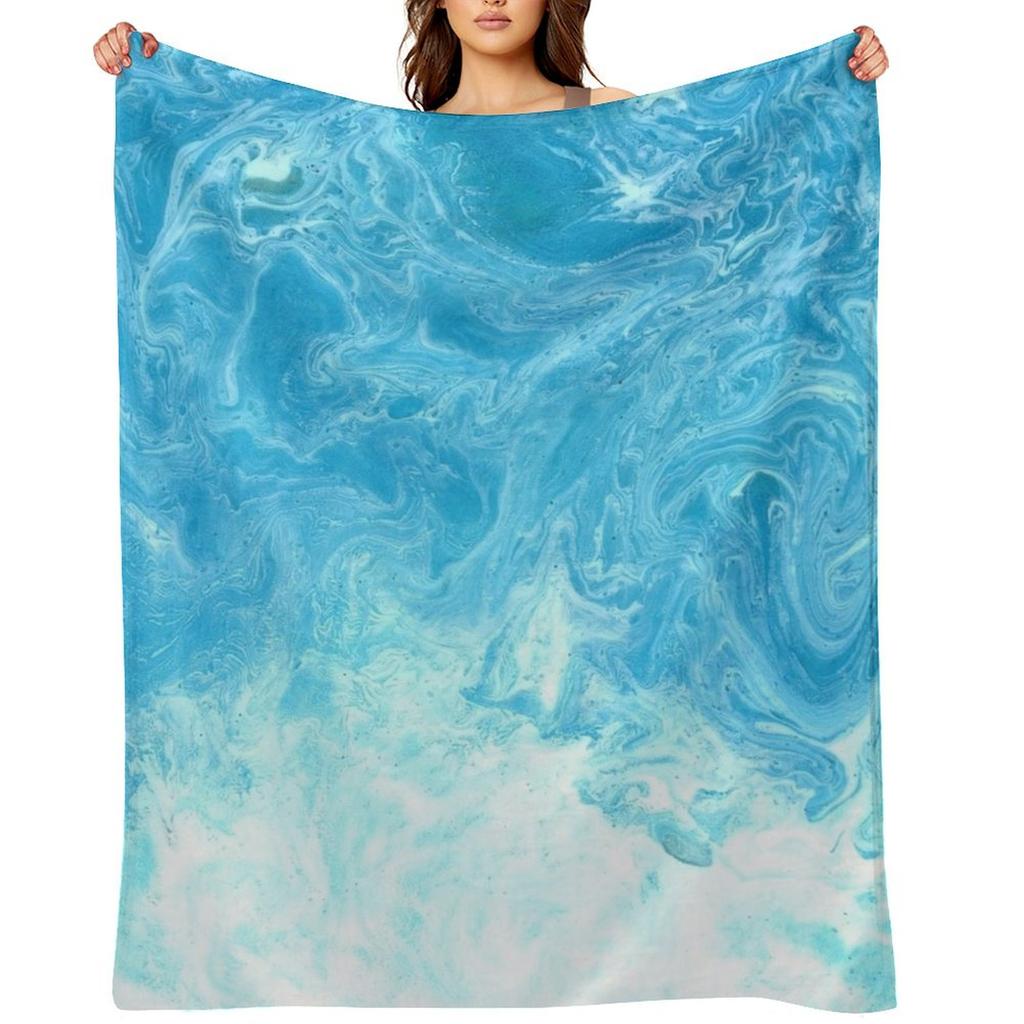 Ocean Turquoise Throw Blanket Luxury Brand Vintage Retros Hairy Blankets