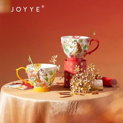 JOYYE Lebendige Blüte Handbemalte Keramiktasse