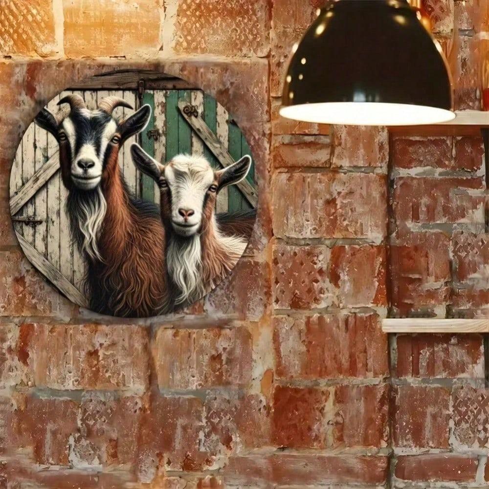 Arte da Parete in Metallo Capra Rustica 8x8 Pollici Decorazione per la Casa Regalo per Amici Stile Fattoria