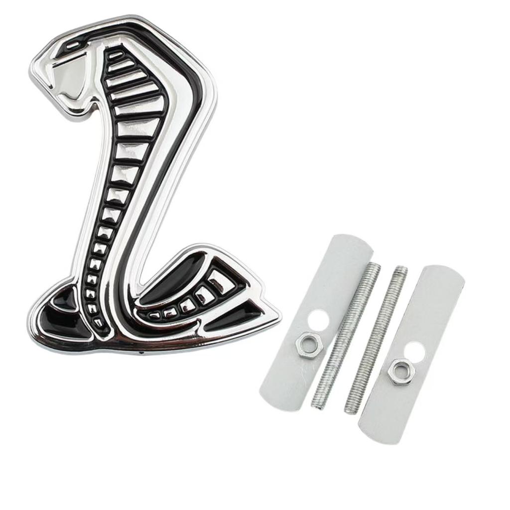 3D Metal Cobra Logo Sticker Car Front Grille Badge Body Fender Rear Trunk Emblem Decal Decor Accessories