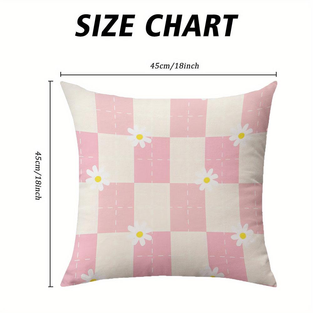 Daisy Check Square Jacquard Pillow Cover for Sofa Office Waist Cushion Cover Home Decorative Pillowcase