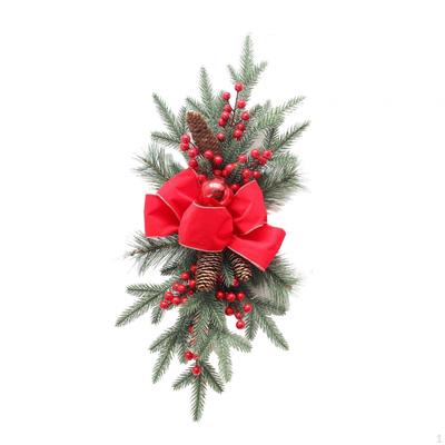 Artificial Christmas Wreath Garland Home Decor with Bow Stair Swag Decorations