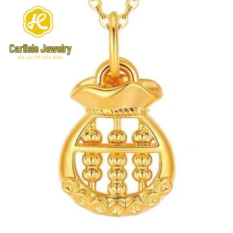 Shuibei 999 Fine Gold Slim Waist Necklace: 3D Hard Gold Women's Pendant Charm, Popular Live Broadcast Hot Seller.