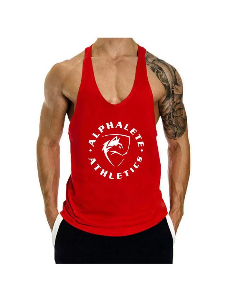 Men's Fitness Tank Top for Muscle Training, Loose Fit, Racerback, Sports Running, Cotton Sleeves, Trendy Style