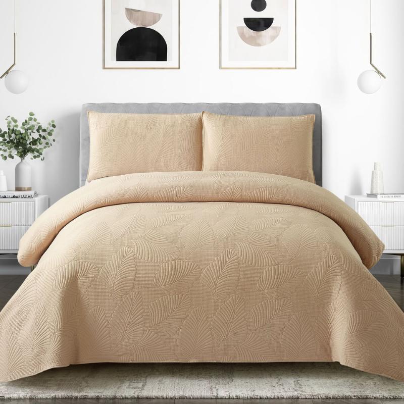 CHAUSUB Queen Size Quilt Set 220x240cm Ultrasonic Quilted Bedspread & Coverlet Summer Lightweight Comforter Blanket for Bed