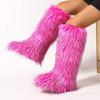50cm European Faux Raccoon Fur Winter Snow Boots for Women
