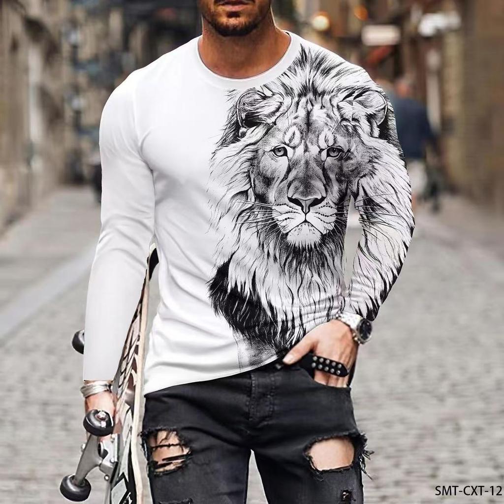 women o neck long sleeve 3d print t shirt